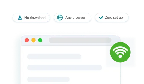 Synoptic no-install proctoring in a web browser with no download, any browser, and zero setup badges.