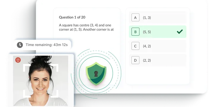 Admissions exam interface.