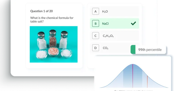 Competitive exams interface.