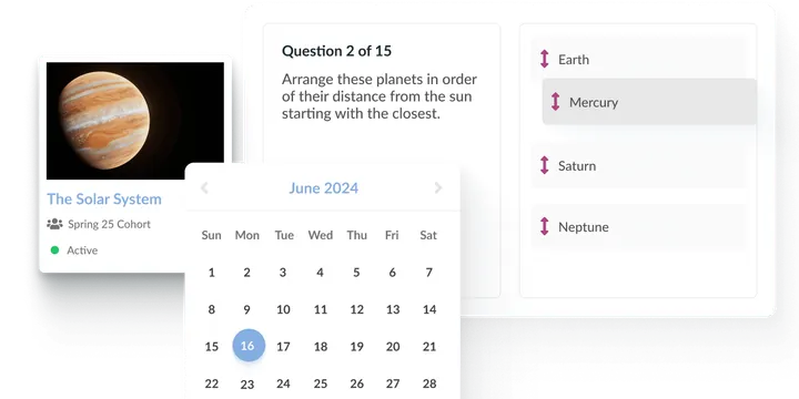 Exam delivery and scheduling interface.
