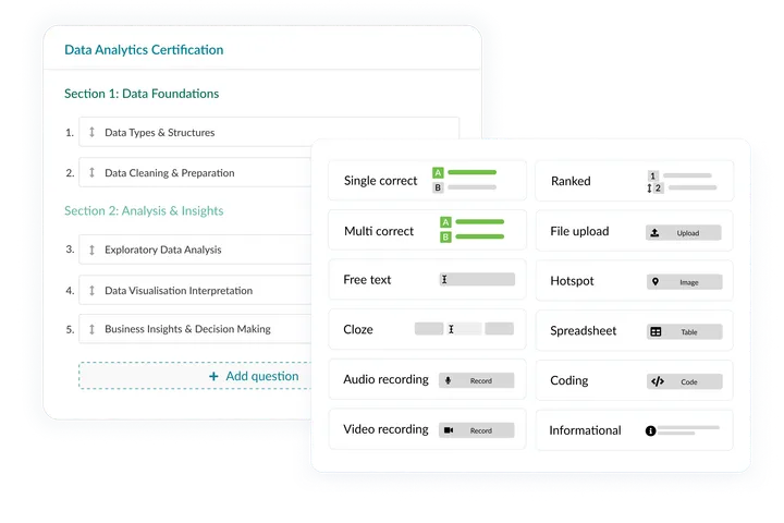 Synap authoring interface for building online tests and question banks.