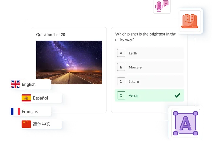 Accessible exam interface on Synap.