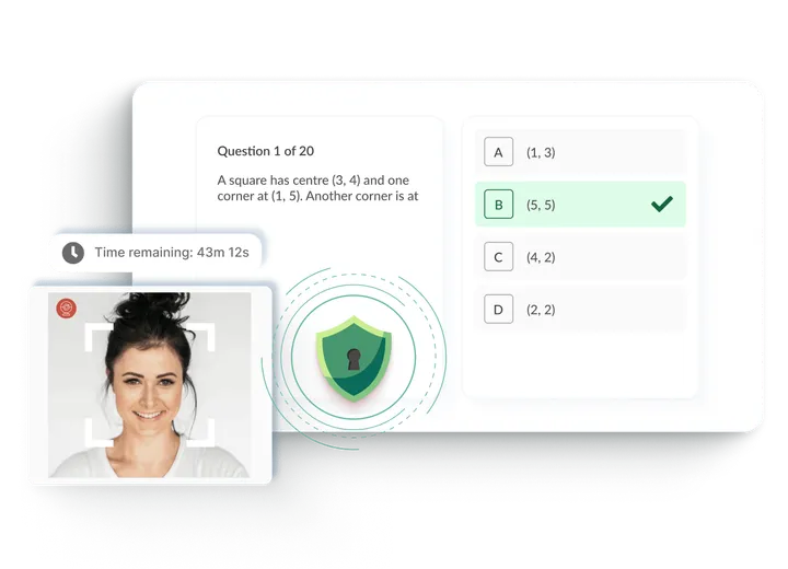 Admissions exam interface.