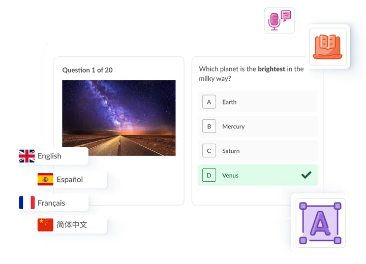 Accessible exam interface on Synap.