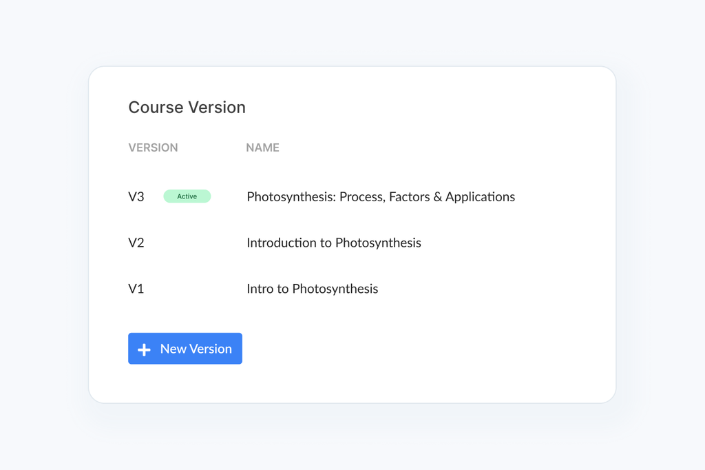Course version control and update management.