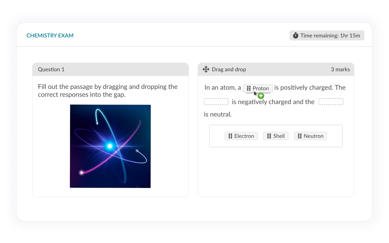 Drag and drop science question in Synap.