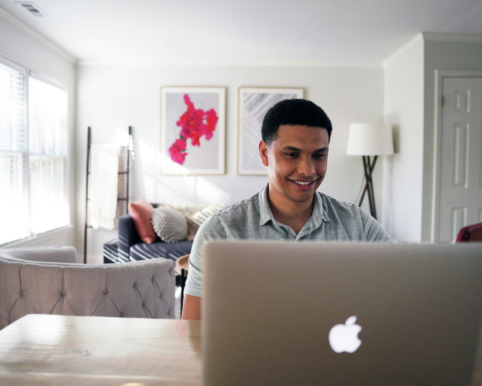 Candidate completing an online exam at home in a quiet environment