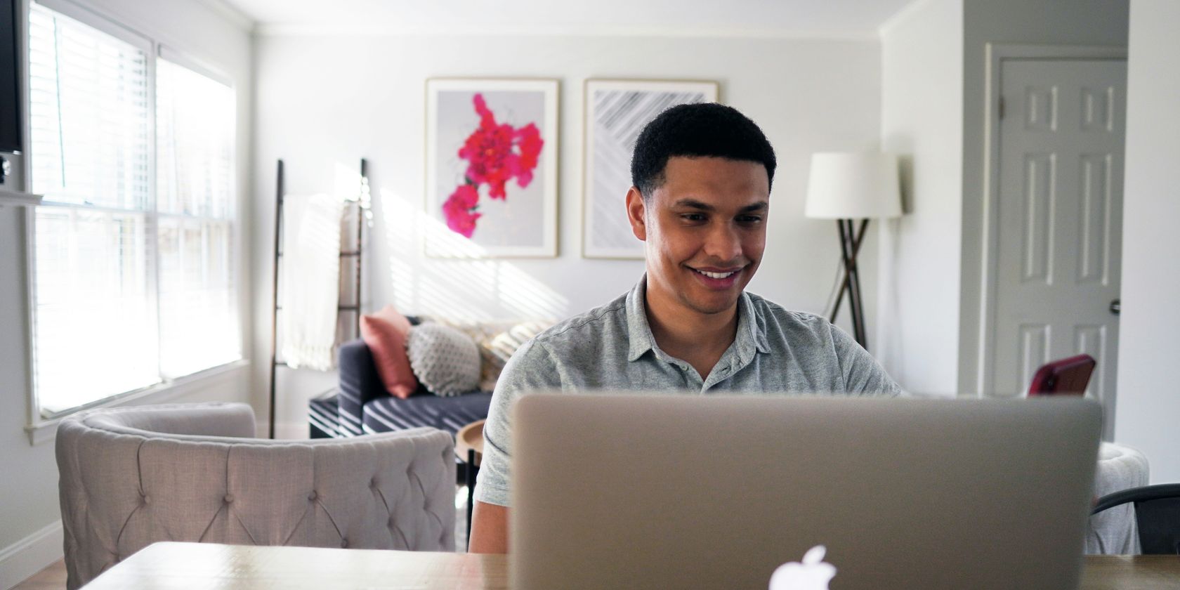 Candidate completing an online exam at home in a quiet environment
