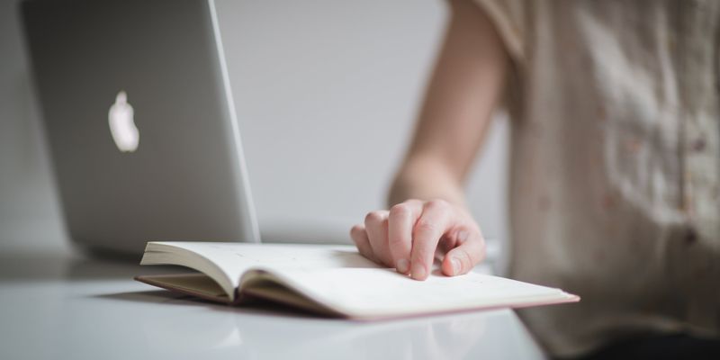 Woman reading notes