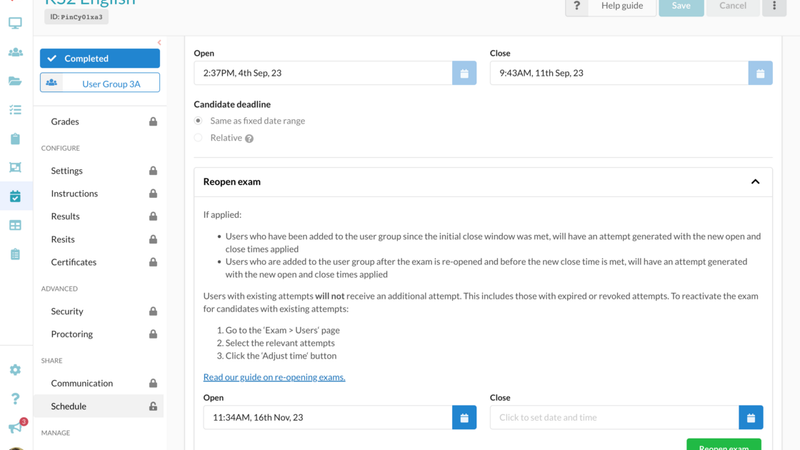 Synap - Rescheduling an Online Exam