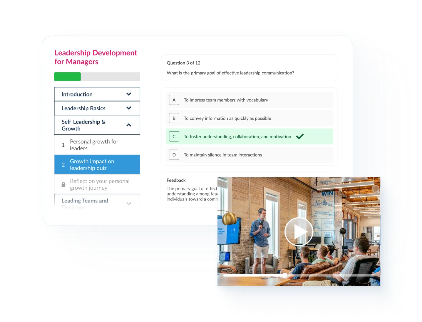 Synap online exam platform UI