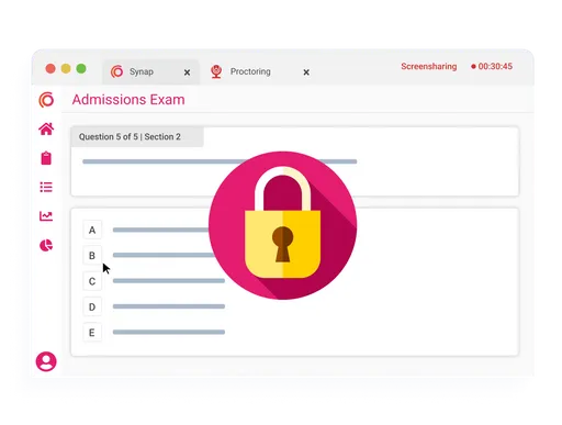 Synap online exam platform UI