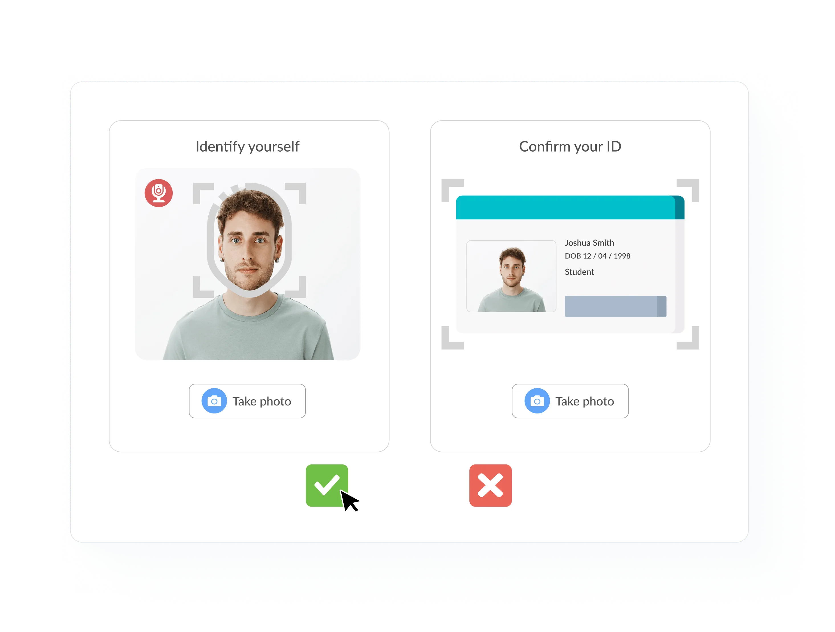 Candidate identity verification using face matching and ID document before starting online exam.