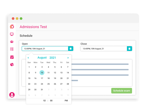 Synap online exam platform UI