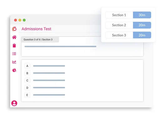 exam with sections ui