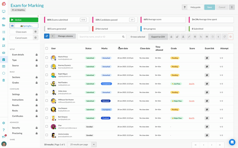 Closing Exams on Synap