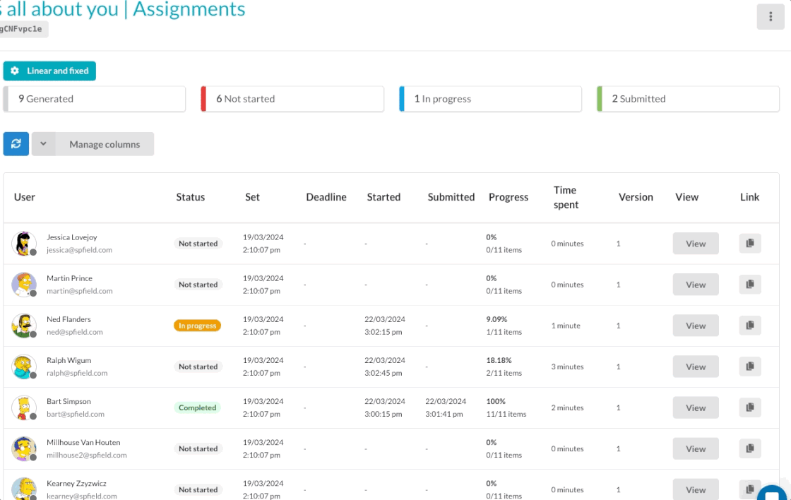A dynamic GIF illustrating the process of revoking and reinstating assignments within the Synap exam platform interface.